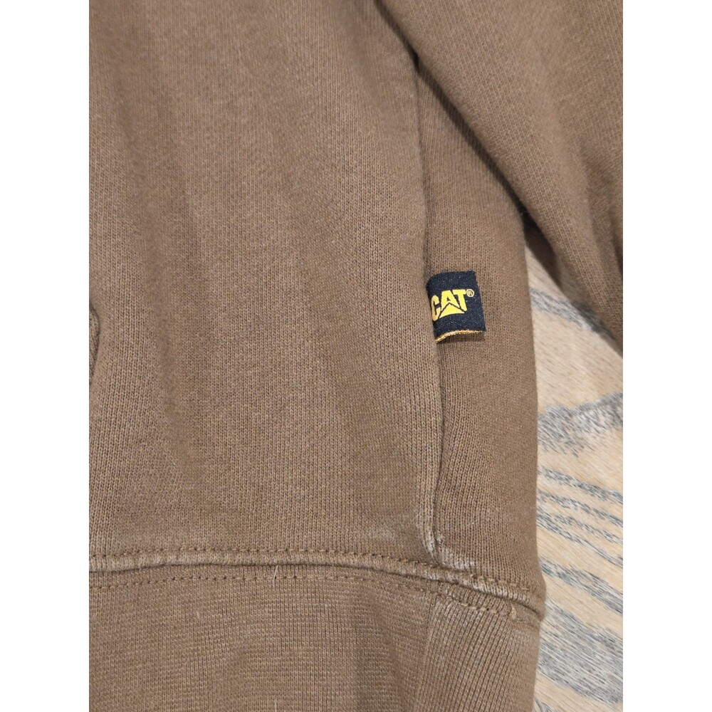 CAT Caterpillar Men's XL Heavyweight Fleece Pullover Hoodie Brown Workwear Logo - Picture 3 of 8